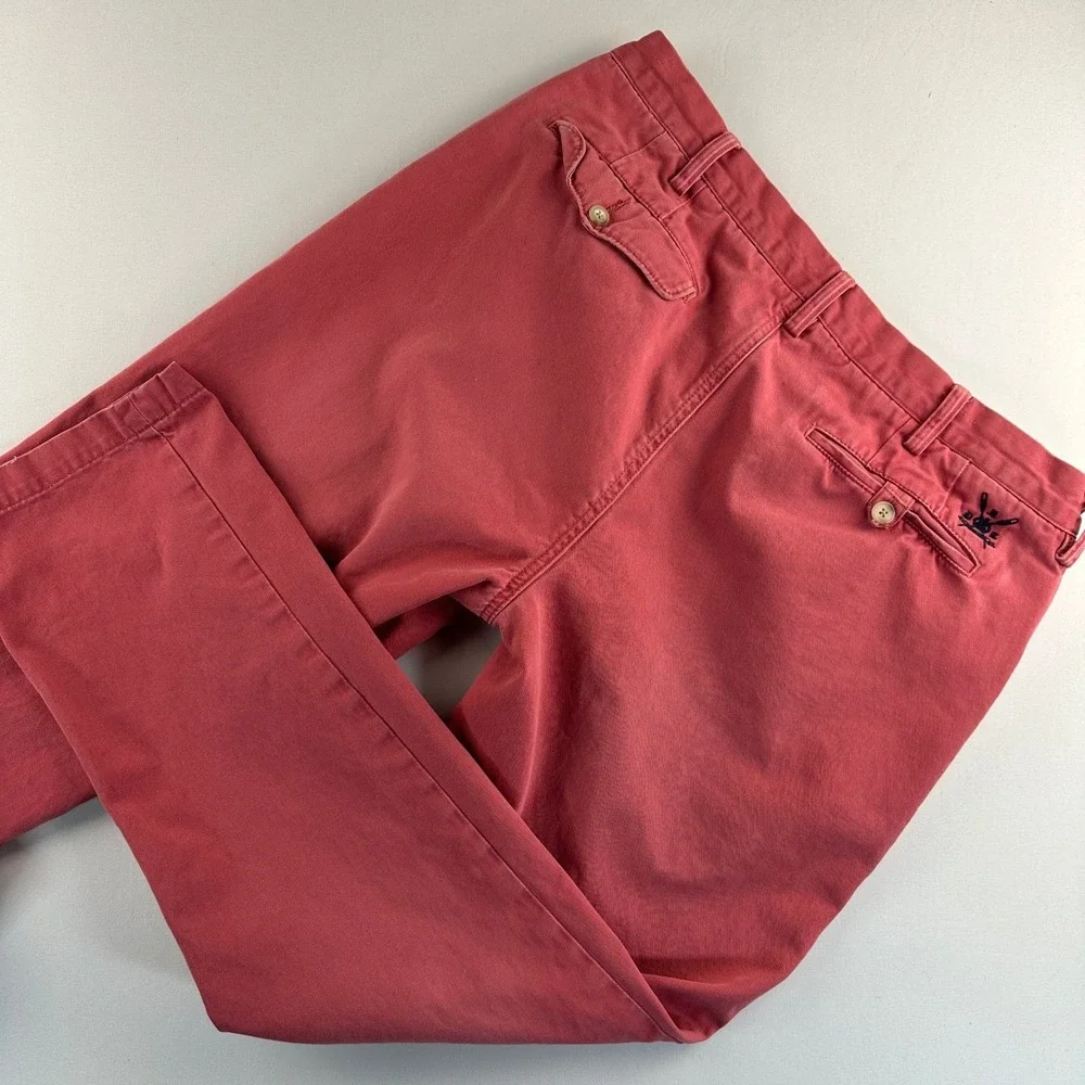 Vtg Polo Ralph Lauren Slim GI Fit Pants 36/32 Red Cotton Chinos Preppy Old Money